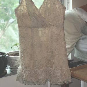 CHAMPAGNE FOREVER 21 LACE COCKTAIL DRESS